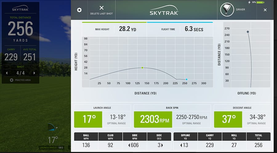 skytrak shot optimizer screenshot