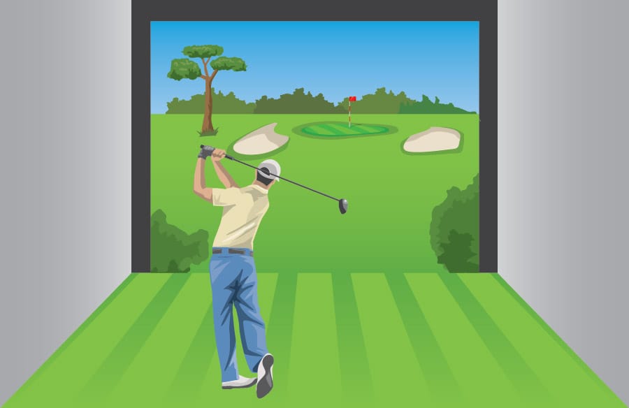 golfer on a golf simulator illustration